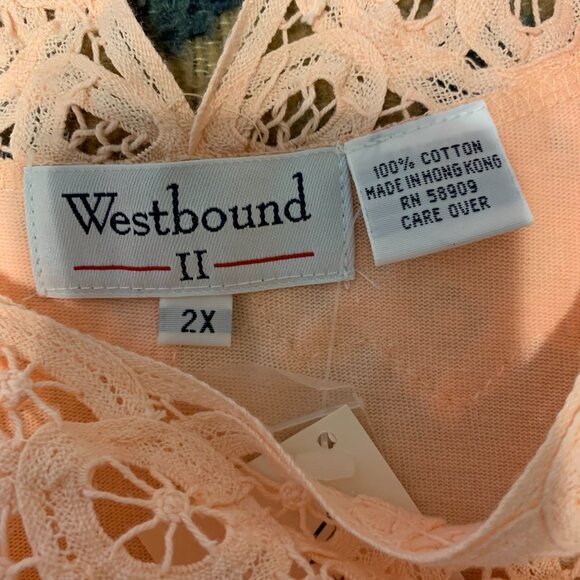 Westbound II Peach Color Blouse with Lace Trim, Size 2X, NWT - Picture 4 of 4
